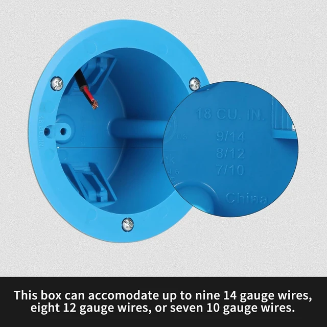 Alt view image 3 of 6 - XIUTE Old Work Electrical Ceiling Box1 Gang PVC Round Electrical Box 4.25" Dia18 Cubic Inch Round Junction BoxETL Approved (Blue, 12-Pack)