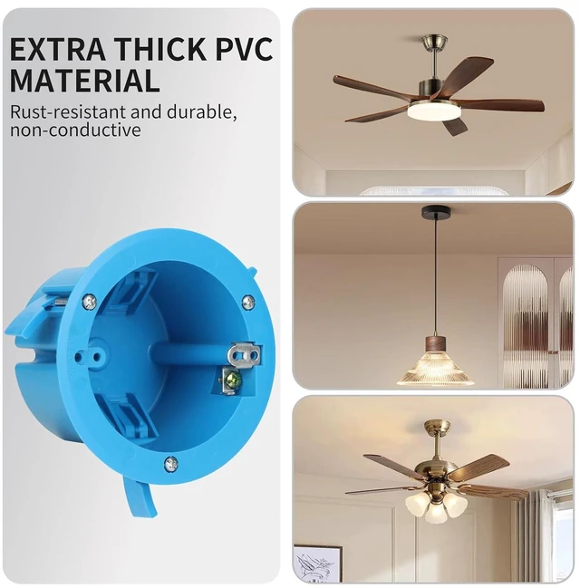 Alt view image 4 of 6 - XIUTE Old Work Electrical Ceiling Box1 Gang PVC Round Electrical Box 4.25" Dia18 Cubic Inch Round Junction BoxETL Approved (Blue, 12-Pack)