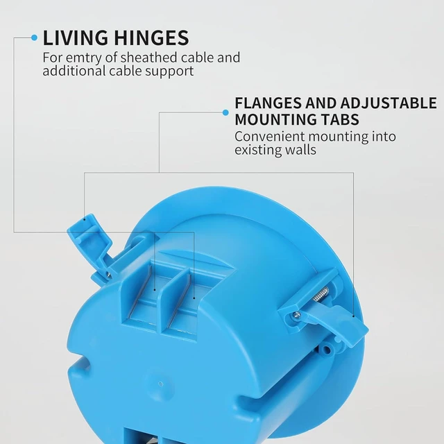 Alt view image 5 of 6 - XIUTE Old Work Electrical Ceiling Box1 Gang PVC Round Electrical Box 4.25" Dia18 Cubic Inch Round Junction BoxETL Approved (Blue, 12-Pack)