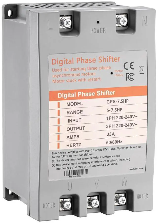 Main image of Single Phase to 3 Phase Converter7.5HP 220V 3 Phase Converter220V-240V Input/Output Digital Phase Shift for 7.5HP Motor