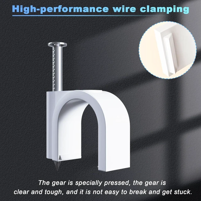 Alt view image 3 of 6 - mxuteuk 430PCS Cable Clips with Steel Nails,4/6/8/10mm Round White Cable Wire Clips,Wall Clips for Cords,Cable Cord Clips for RG6 RG59 CAT6 RJ45