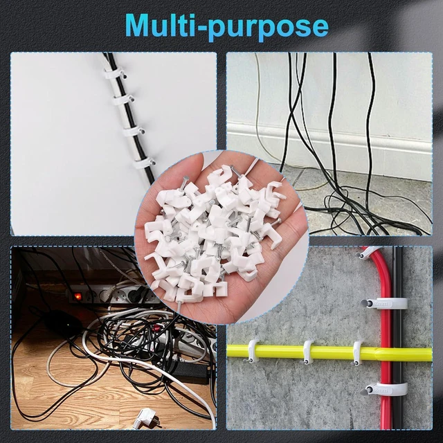 Alt view image 6 of 6 - mxuteuk 430PCS Cable Clips with Steel Nails,4/6/8/10mm Round White Cable Wire Clips,Wall Clips for Cords,Cable Cord Clips for RG6 RG59 CAT6 RJ45