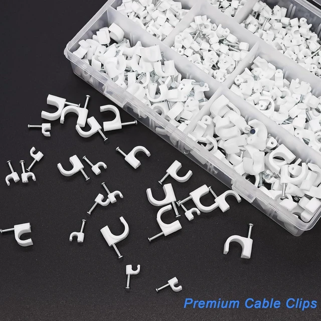 Alt view image 5 of 6 - mxuteuk 430PCS Cable Clips with Steel Nails,4/6/8/10mm Round White Cable Wire Clips,Wall Clips for Cords,Cable Cord Clips for RG6 RG59 CAT6 RJ45