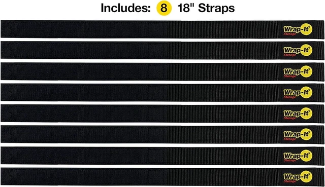 Alt view image 3 of 7 - Quick-Straps by Wrap-It Storage - 18" (8-Pack) Black - Hook and Loop Hose and Cable Organizers