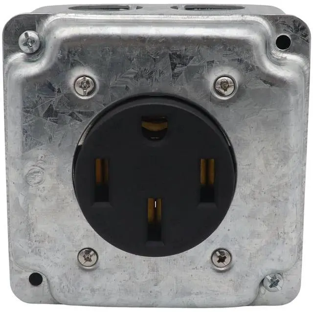 Alt view image 7 of 7 - Industrial Grade NEMA 14-50R 50 Amp Receptacle with Quick Wiring for Generators, Surface Mount for Welding Equipment, Galvanized Iron and Stainless Steel