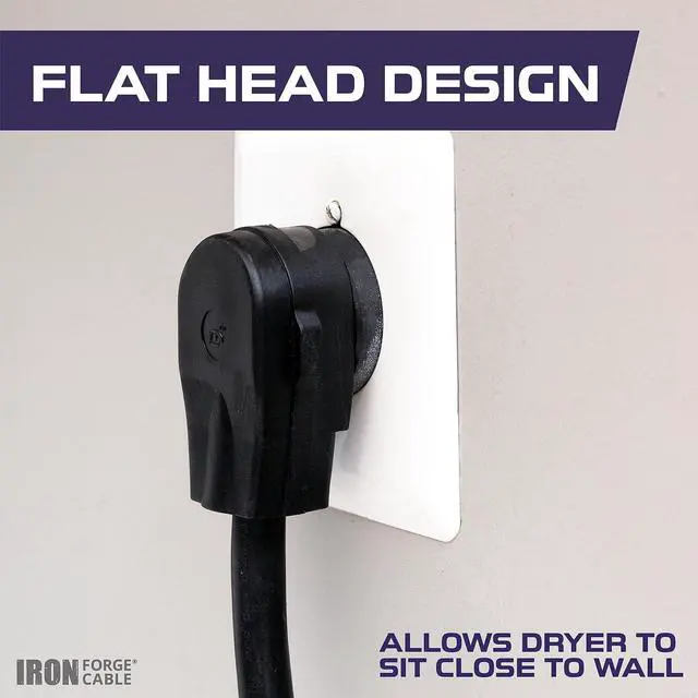 Alt view image 4 of 7 - Iron Forge Cable 4 Prong Dryer Cord 15 ft, 10/4 NEMA 14-30 Plug 30 Amp Extension Cord 15 Foot for Dryer & EV with Ring Terminals, 10 Gauge, 4 Prong 125V/250V - ETL Certified