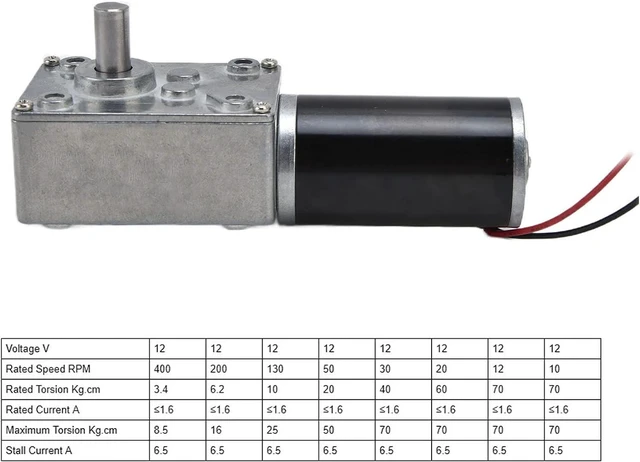 Alt view image 5 of 7 - 5840-31ZY Worm Gear Motor,12V 10-400rpm DC High Torque Turbo Geared Motor Gearbox Geared Motor Turbo Worm Speed Reducer Electric Motor with 8mm Shaft(12V50RPM)
