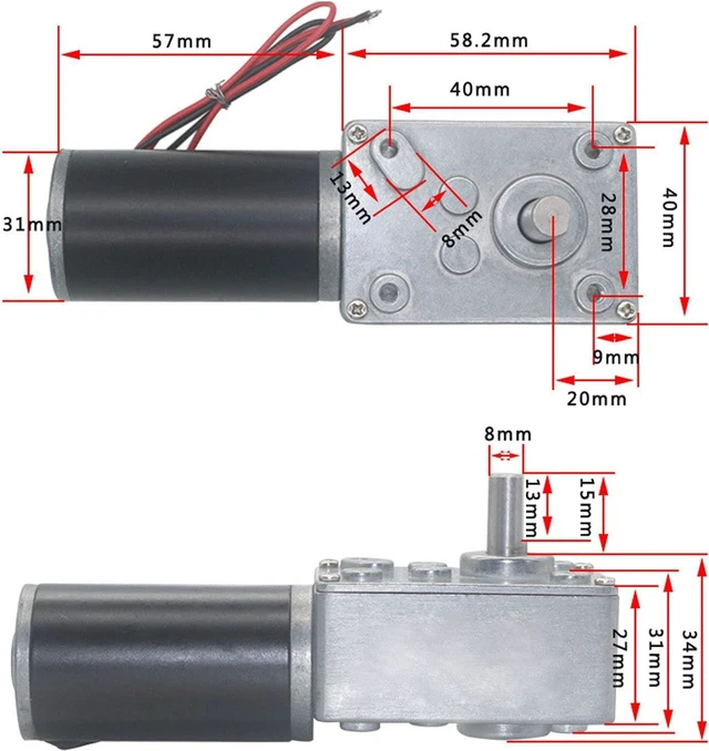 Alt view image 6 of 7 - 5840-31ZY Worm Gear Motor,12V 10-400rpm DC High Torque Turbo Geared Motor Gearbox Geared Motor Turbo Worm Speed Reducer Electric Motor with 8mm Shaft(12V50RPM)