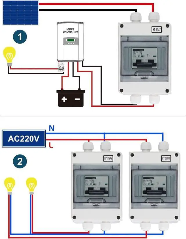 Alt view image 4 of 7 - 2P DC Miniature Circuit Breaker with Box 80A Smart Waterproof 2P Circuit Breaker 1000V DC Disconnect Switch for Solar PV System