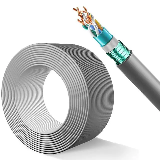 Main image of Armored Cat5e Cable, Heavy Steel Armored & Foil Shielded Outdoor Ethernet Cable for Long-Distance Security Monitoring, Industrial Automation & Building Networks, 0.51mm Copper Core(300FT)