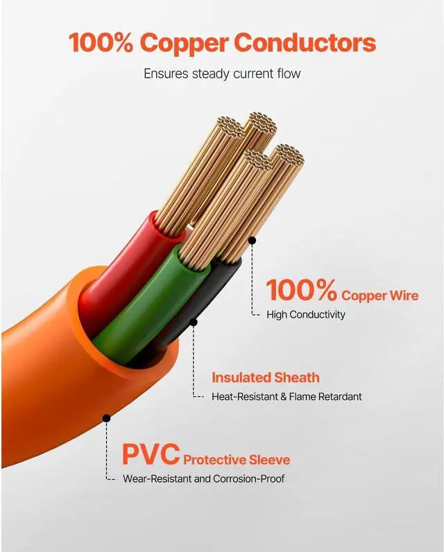 Alt view image 3 of 7 - 25 ft Dryer Extension Cord, 4-Prong NEMA 14-30P to 14-30R, 125V/250V, STW 10AWG/4C, 30A, Durable Copper Wire with Storage Bag and PVC Tie, Suitable for Indoor and Outdoor Applications