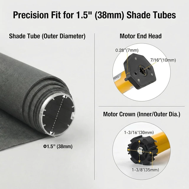 Alt view image 4 of 7 - Smart Zigbee Roller Shade Motor DIY Kit, 1.5"/38mm Tube Retrofit Motor, 8.8lb Rechargeable Battery Motor, 30dB Ultra Quiet, Compatible with Alexa/Google Home/SmartThings (Hub Required)