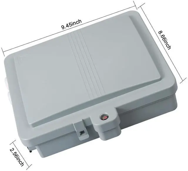 Alt view image 3 of 6 - Fiber Optic Distribution Box, 12 Port Wall Mount Enclosure with 12 LC Duplex Adapters, Singlemode, FTTH, IP65 Waterproof Outdoor/Indoor Use - 9.45" x 8.66" x 2.56"