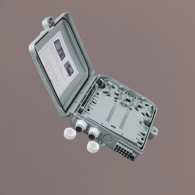 Alt view image 5 of 6 - Fiber Optic Distribution Box, 12 Port Wall Mount Enclosure with 12 LC Duplex Adapters, Singlemode, FTTH, IP65 Waterproof Outdoor/Indoor Use - 9.45" x 8.66" x 2.56"