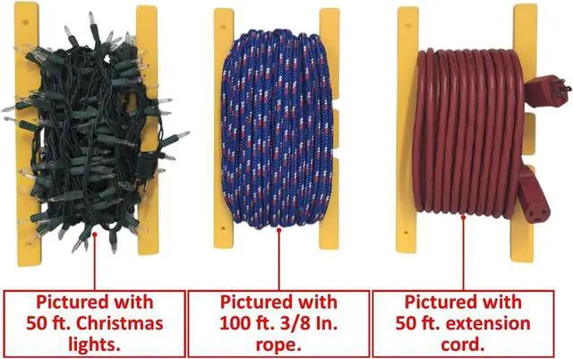 Alt view image 4 of 7 - Poly Heavy Duty Extension Cord Storage Reel, Yellow Cord Organizer Wrap-Holds 100 feet (2pk)