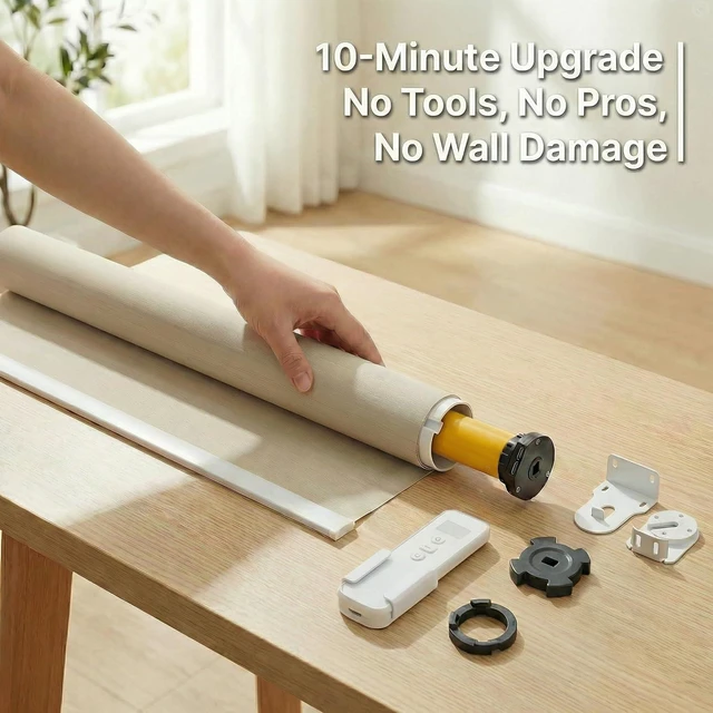 Alt view image 3 of 7 - Smart Zigbee Roller Shade Motor DIY Kit, 1.5"/38mm Tube Retrofit Motor, 8.8lb Rechargeable Battery Motor, 30dB Ultra Quiet, Compatible with Alexa/Google Home/SmartThings (Hub Required)