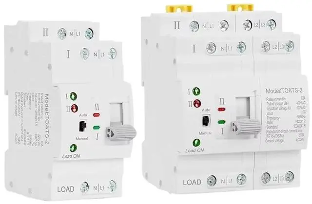 Alt view image 3 of 6 - TOATS-2 Automatic Transfer Switch 2P 4P 63A 110V 220V DIN Rail Dual Power Changeover for Generator Utility Panel Control(2p 63A)