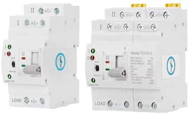 Alt view image 4 of 6 - TOATS-2 Automatic Transfer Switch 2P 4P 63A 110V 220V DIN Rail Dual Power Changeover for Generator Utility Panel Control(2p 63A)