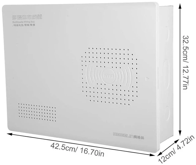 Alt view image 2 of 7 - Luxshiny 30x40x10cm Recessed Wall-Mounted Media Enclosure Box White, Built-in Multimedia Connector and Wiring