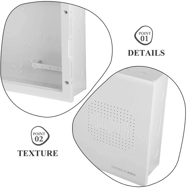 Alt view image 3 of 7 - Luxshiny 30x40x10cm Recessed Wall-Mounted Media Enclosure Box White, Built-in Multimedia Connector and Wiring