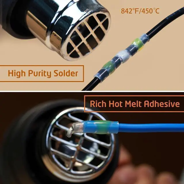 Alt view image 5 of 7 - 350 Pcs Solder Seal Wire Connectors Heat Shrink Butt Connectors Kit Marine Waterproof Wiring Electrical Cable Splice Terminals for Boat Automotive RV Trailer