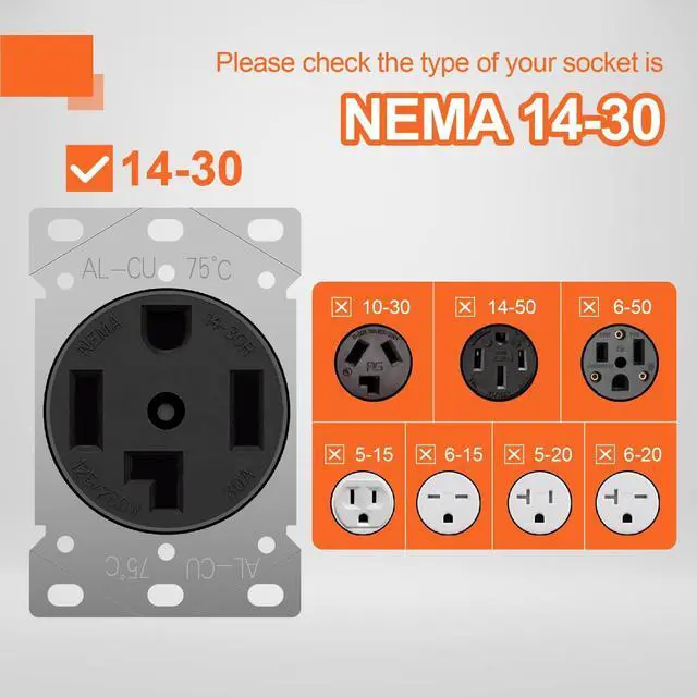 Alt view image 2 of 7 - Finderomend 25ft EV and Dryer Extension Cord,30 Amp 4 Prong Dryer Cord NEMA 14-30P to 14-30R 125/250V Fit for Electric Dryer/Tesla Model 3/S/X/Y Level 2 EV Charging Power Cable STW 10AWG UL/ETL Listed