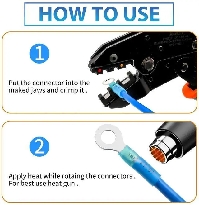 Alt view image 3 of 6 - 600Pcs Heat Shrink Wire Connectors Electrical Kit - Oiojuct Marine Automotive Crimp Terminals Assortment, Waterproof Ring Fork Spade Electrical Butt Connector