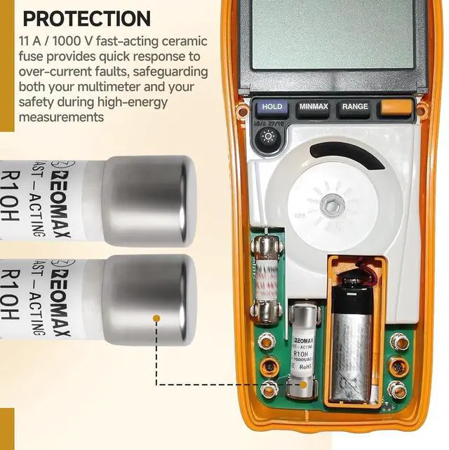Alt view image 4 of 7 - (5-Pack) FLU-11A 11A 1000V Multimeter Fast-Blow Fuse High Voltage Protection, Compatible with Various Multimeters, Reliable and Durable