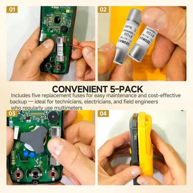 Alt view image 7 of 7 - (5-Pack) FLU-11A 11A 1000V Multimeter Fast-Blow Fuse High Voltage Protection, Compatible with Various Multimeters, Reliable and Durable