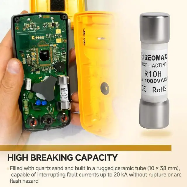 Alt view image 6 of 7 - (5-Pack) FLU-11A 11A 1000V Multimeter Fast-Blow Fuse High Voltage Protection, Compatible with Various Multimeters, Reliable and Durable