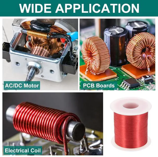 Alt view image 5 of 5 - MECCANIXITY 43 AWG Magnet Wire, 43 Gauge Enameled Copper Wires 16 oz Magnetic Coil for Transformer Motor Electric, F Grade 311 Fahrenheit (155 Celsius), Red