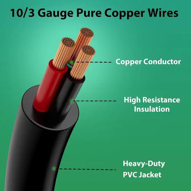 Alt view image 5 of 7 - 3 Prong Dryer Extension Cord 15 FT, NEMA 10-30P to NEMA 10-30R, STW, 10AWG, Heavy Duty Cord, for Dryer Power Extension and Level 2 EV Charging, 30Amp, 250V, 10-AWG Gauge, ETL Listed