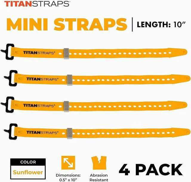 Alt view image 2 of 6 - Titan Utility Straps Mini Straps Set to Organize Computer Cables, Arts & Crafts, and Fishing Rods (10" Length / 4-Pack, Sunflower)