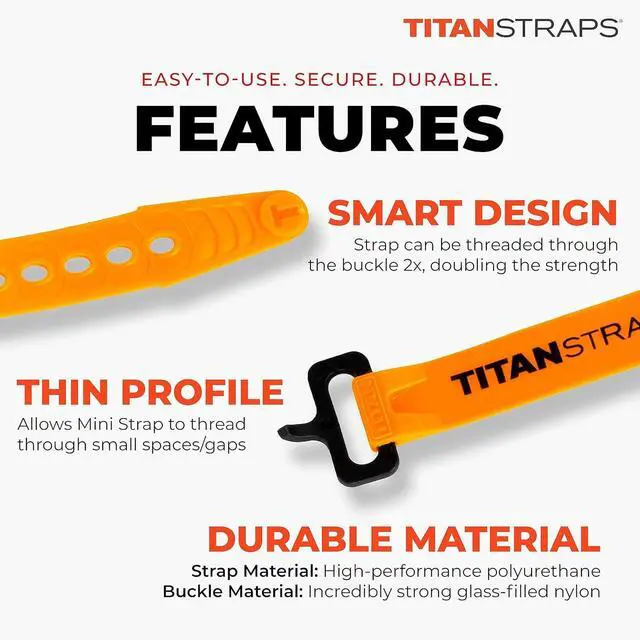 Alt view image 3 of 6 - Titan Utility Straps Mini Straps Set to Organize Computer Cables, Arts & Crafts, and Fishing Rods (10" Length / 4-Pack, Sunflower)