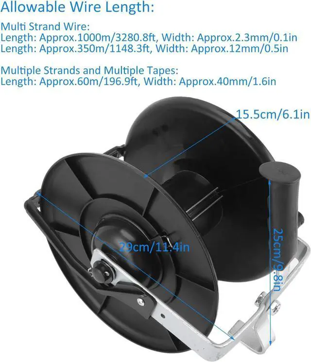 Alt view image 7 of 7 - Cryfokt 3:1 Geared Reel, Manual Electric Fence Reel, High Strength ABS, Locking Function, Sturdy Metal Stand, Rope Cord Reel, Electrified Rope Winder for Farms, Pastures, Mld 005