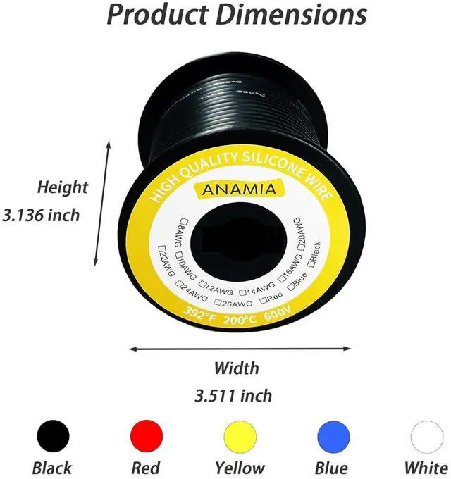 Alt view image 7 of 7 - 12 Gauge 12 AWG Silicone Wire (50FT Red) Ultra Flexible Stranded Tinned Copper Wire, Battery Wire, Automotive Wire, Electrical Wire, High Temp Wire 200 600V from ANAMIA