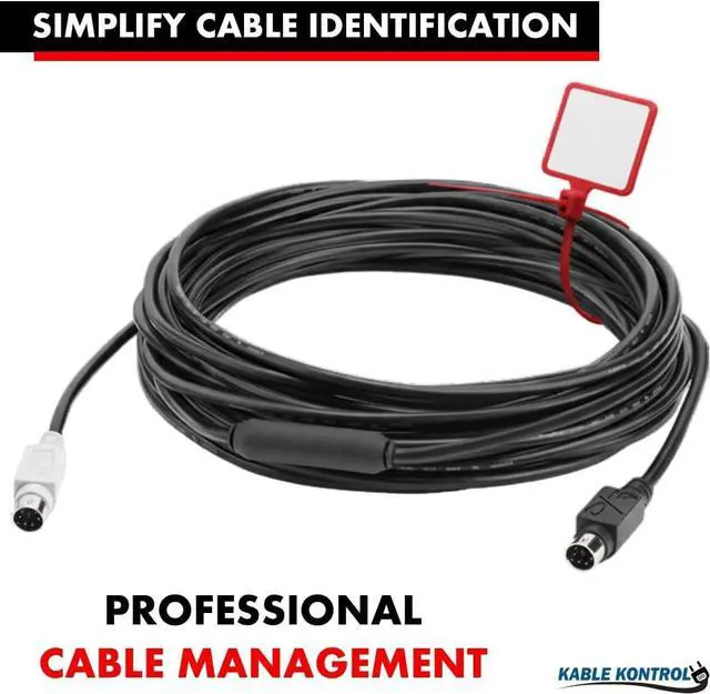 Alt view image 7 of 7 - Kable Kontrol Write On Wide Flag Identification Zip Tie Tags 6" Cable Markers 17/8" x 11/8" Writable Flag 100 Pcs - SelfLocking Nylon Marker Cable Ties for Cable Labeling & Organization - Red