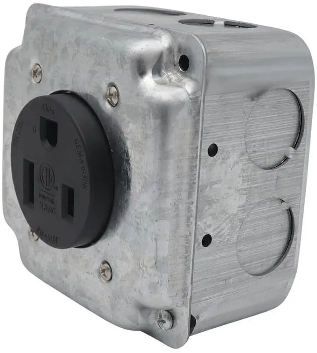 Alt view image 7 of 7 - Professional 6-50R 50Amp Outlet Metal Wall Box Circuits Outlet Square for Electric Vehicle Charges & Dryers Commercial Oven Receptacle