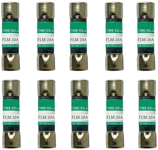 Main image of 10-Pack New FLM-20 FLM 20A 250Vac Time Delay Fuse,FLM-20A Current Limiting Cartridge Fuses