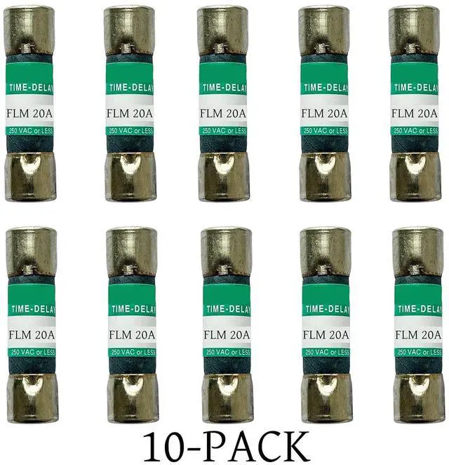 Alt view image 3 of 3 - 10-Pack New FLM-20 FLM 20A 250Vac Time Delay Fuse,FLM-20A Current Limiting Cartridge Fuses
