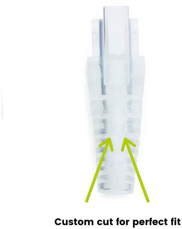 Alt view image 4 of 7 - trueCABLE RJ45 Strain Relief Boots, Small 5.5 to 7.0mm Cut-to-Fit PVC Plug Cover, Transparent, 100 Pieces