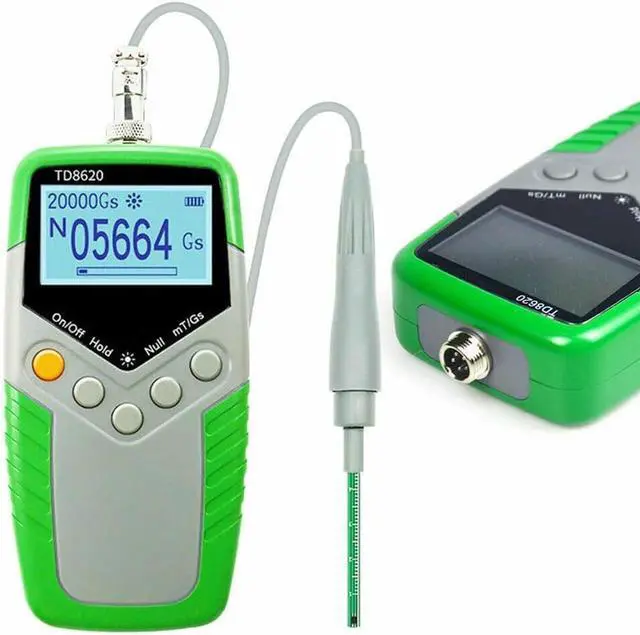 Main image of TD8620 Handheld Digital Gauss Meter with Hall Probe Measures 02400 mT (24,000 G), 10 µT Resolution, Auto Range & Backlight, for EMF and Magnetic Field Testing