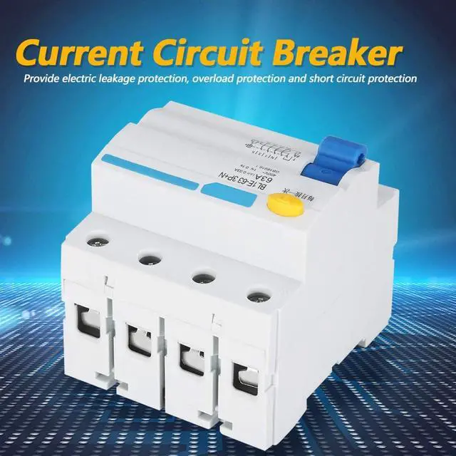 Alt view image 4 of 7 - BL1E-63 Current Circuit Breaker,3P+N 63A RCCB Residual,230V 30mA Leakage Overload Short Protection