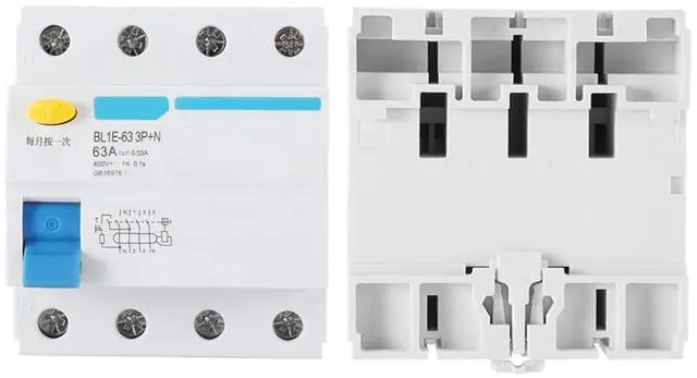 Alt view image 5 of 7 - BL1E-63 Current Circuit Breaker,3P+N 63A RCCB Residual,230V 30mA Leakage Overload Short Protection