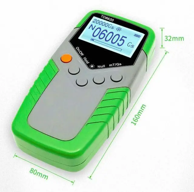 Alt view image 2 of 7 - TD8620 Handheld Digital Gauss Meter with Hall Probe Measures 02400 mT (24,000 G), 10 µT Resolution, Auto Range & Backlight, for EMF and Magnetic Field Testing