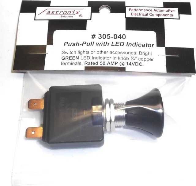 Alt view image 5 of 5 - Fastronix Push/Pull Switch with Green LED Indicator