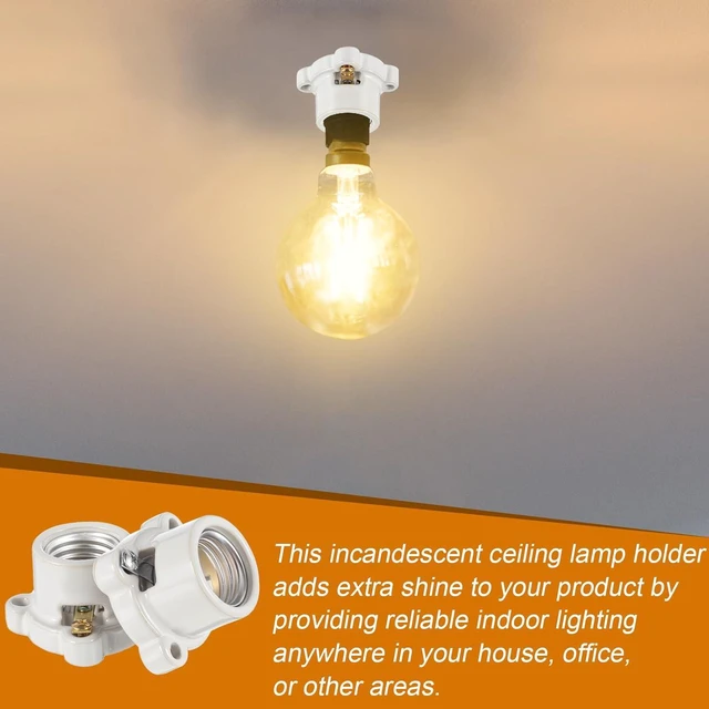 Alt view image 4 of 6 - 16 Pcs Porcelain Lamp Holder Socket E26/E27 Medium Keyless Threaded Socket with Two Hole Flanged Mounting 660W 250V Medium Base Lampholder Cleat Sockets for Indoor Garage Closet Lighting