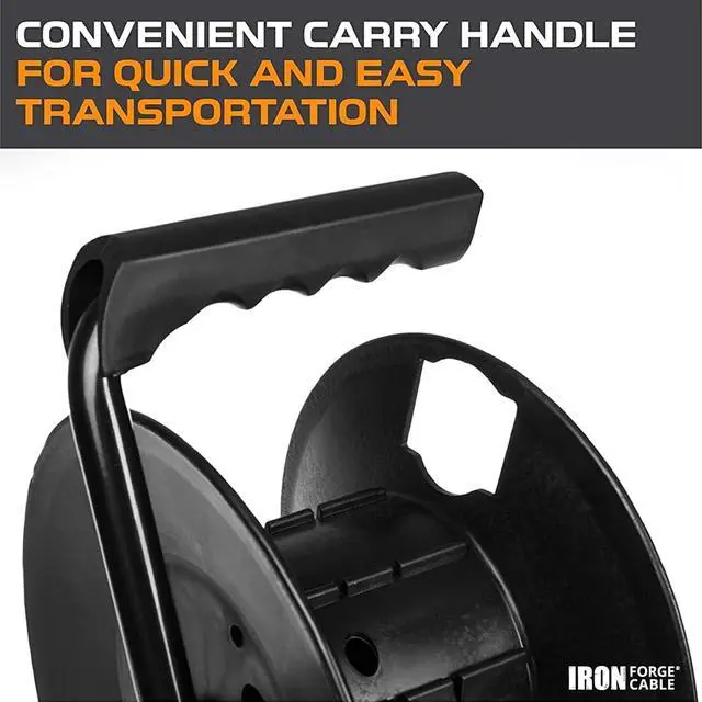 Alt view image 5 of 5 - Extension Cord Storage Reel with Metal Stand, Black - Portable Cable Reel, Holds Up to 100 Ft of Electrical Cord, Hose, or Rope