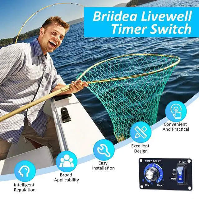 Alt view image 2 of 7 - Briidea 12V Livewell Timer Switch, Intelligent Aerator Timer with Adjustable Cycle Control, Waterproof & Corrosion-Resistant for Fishing Boats and Bait Tanks
