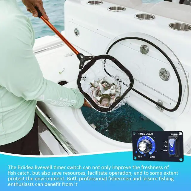 Alt view image 7 of 7 - Briidea 12V Livewell Timer Switch, Intelligent Aerator Timer with Adjustable Cycle Control, Waterproof & Corrosion-Resistant for Fishing Boats and Bait Tanks